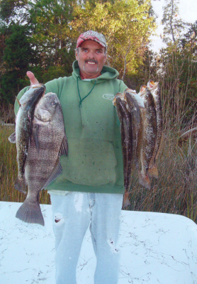 Berry Lucas caught this nice mess of drum and speckled trout